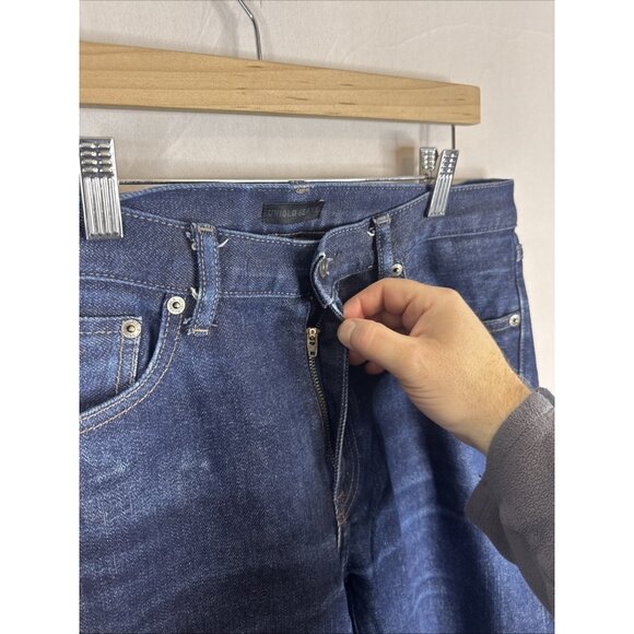 Uniqlo Selvedge Jeans 32x31 Slim Straight Kaihara Raw Denim Dark Wash Mens - Picture 4 of 8